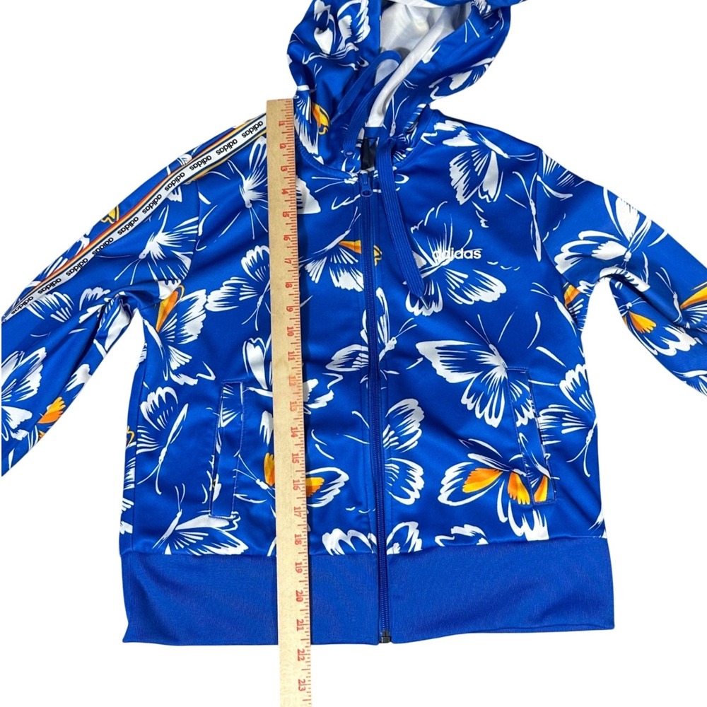 Adidas x Farm Rio Hoodie Women Small Blue Butterfly Print Full Zip Jacket - Picture 5 of 9